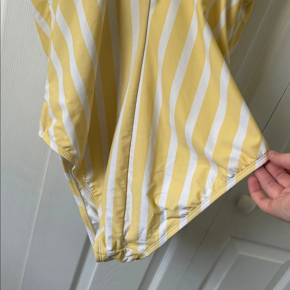 Yellow & White Striped Tie-Shoulder One-Piece Swimsuit